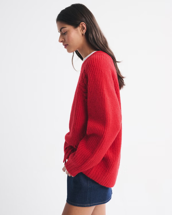Women's Dad Lace-Up Crew Sweater | Women's New Arrivals | Abercrombie.com | Abercrombie & Fitch (US)