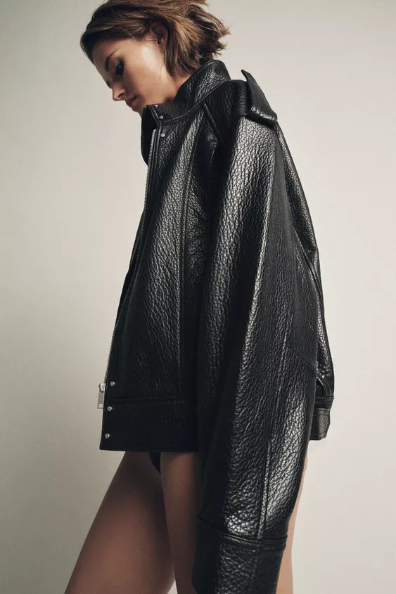 100% LEATHER BOMBER JACKET ZW COLLECTION LIMITED EDITION | Zara UK