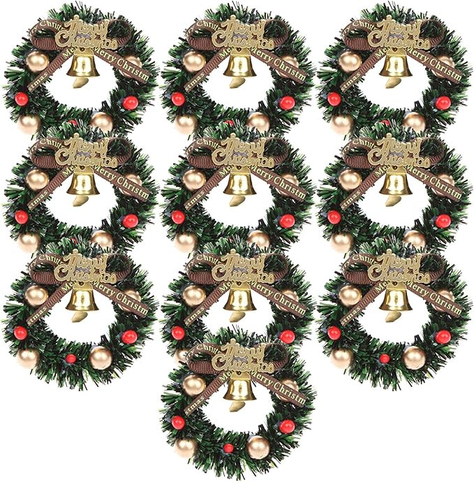 10 Pcs Mini Christmas Wreaths Dollhouse Miniature Christmas Tree Decoration Garland Wreath Mini C... | Amazon (US)