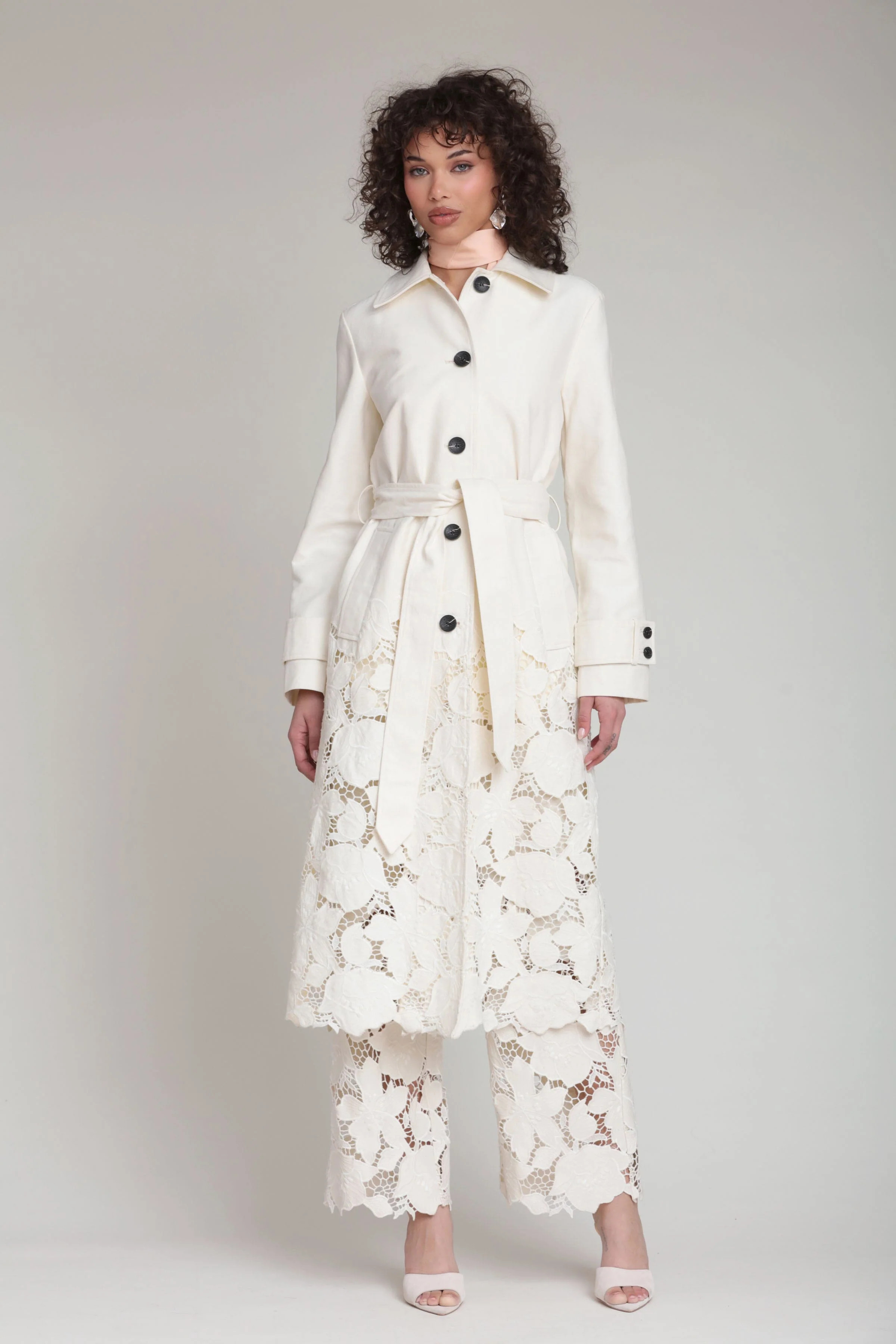 Guipure Lace Cotton Trench Coat | Avec Les Filles