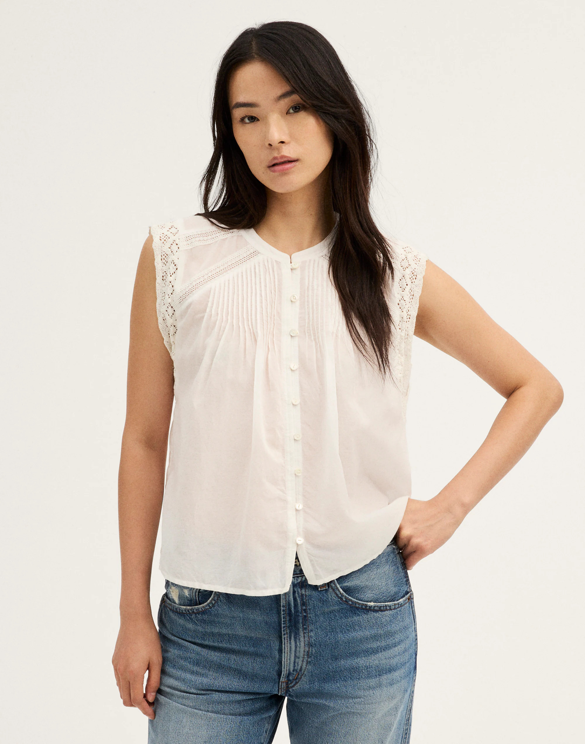 Lace-Trim Sleeveless Top | Madewell