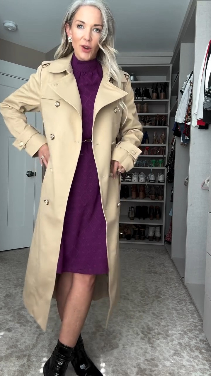 Get ready for fall with me! 
Today, I’m styling a stunning Ann Taylor purple dress 💜 paired with Edelman Patton leather boots for an open house. But the star of the show? My favorite trench coat! It’s fully lined, the perfect weight, and on sale—everyone needs one in their wardrobe. Don’t miss out! Click link in bio for links!!!

#FallFashion #PurpleTrend #AnnTaylor #EdelmanPatton #TrenchCoat #OOTD #FashionInspo #OpenHouseReady #WardrobeEssentials #StyleGuide #FallStyle #ChicAndCozy #FashionSale #GetTheLook #AutumnVibes