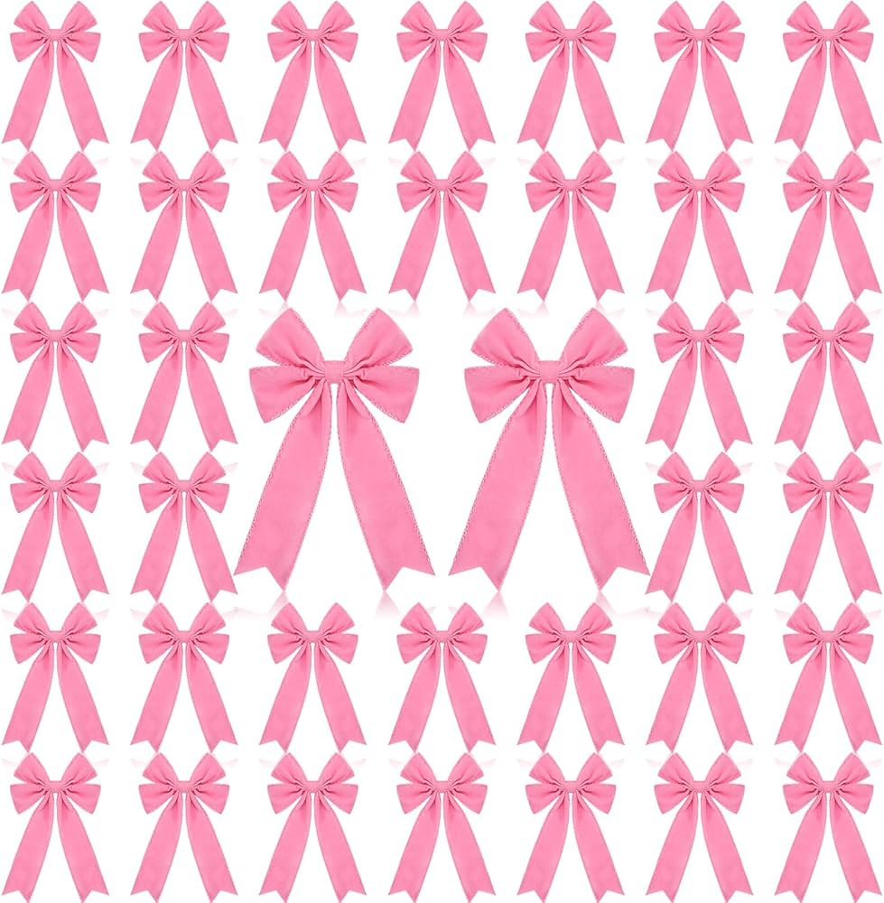 24 Pcs Velvet Christmas Wreath Bow 5 x 7.9 Inch Rustic Velvet Christmas Bows Vintage Christmas Tr... | Amazon (US)