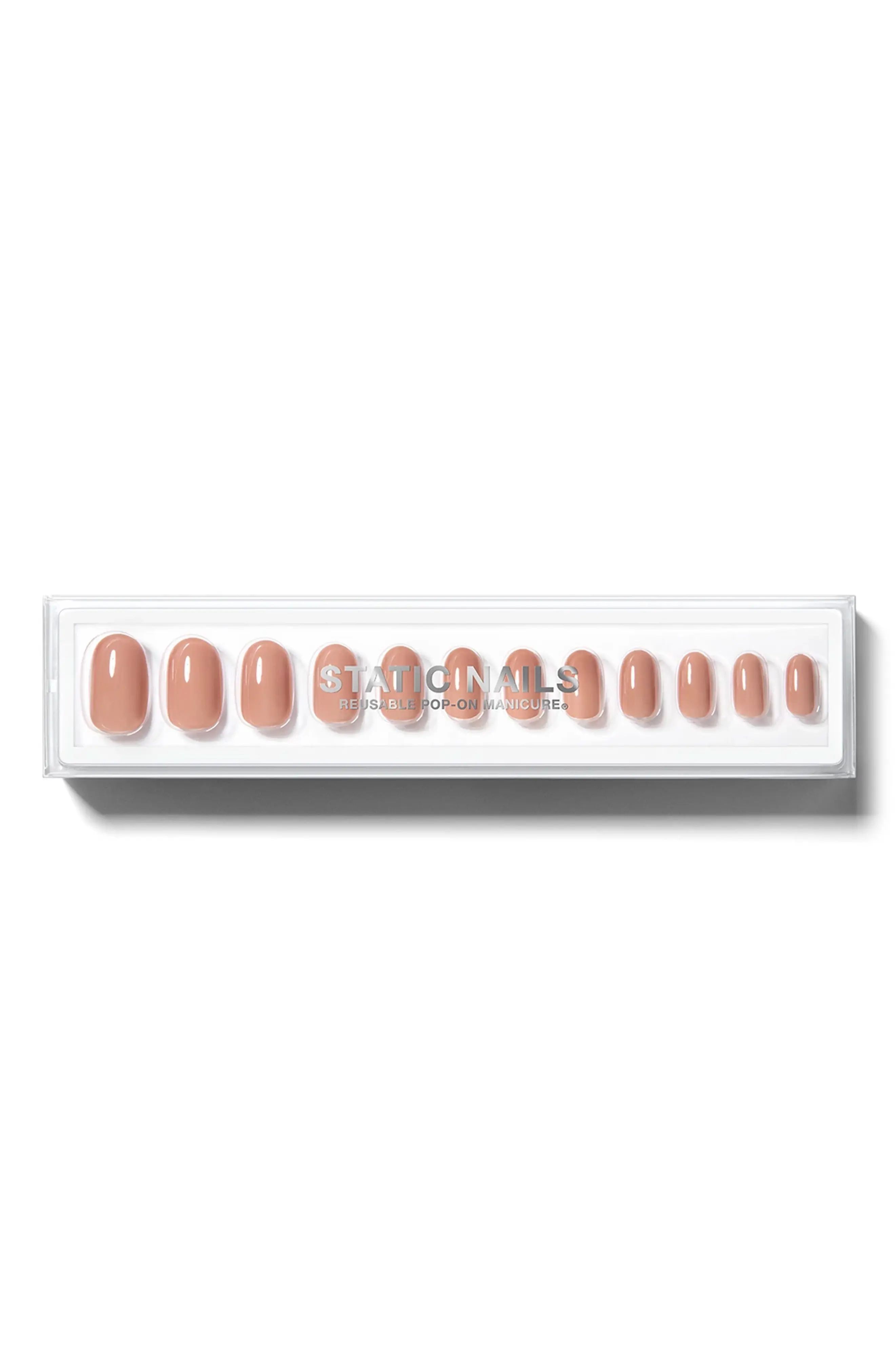Static Nails Round Pop-On Reusable Manicure Set - Spotted Nude Cheetah | Nordstrom