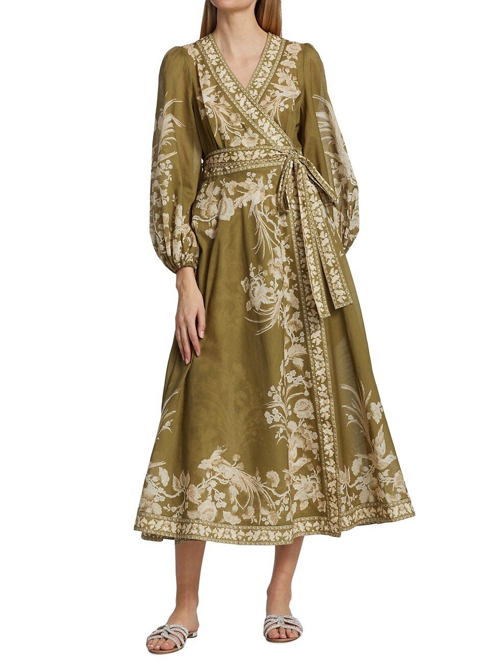 Zimmermann Anneke Floral Cotton Wrap Midi-Dress | Saks Fifth Avenue