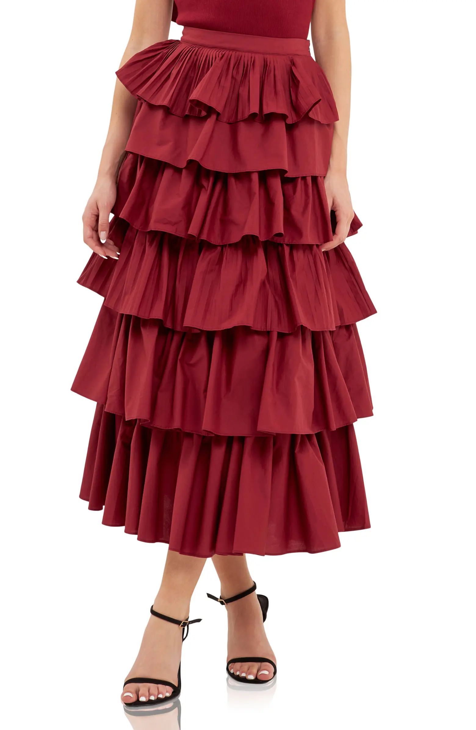 English Factory Pleated Tiered Maxi Skirt | Nordstrom | Nordstrom