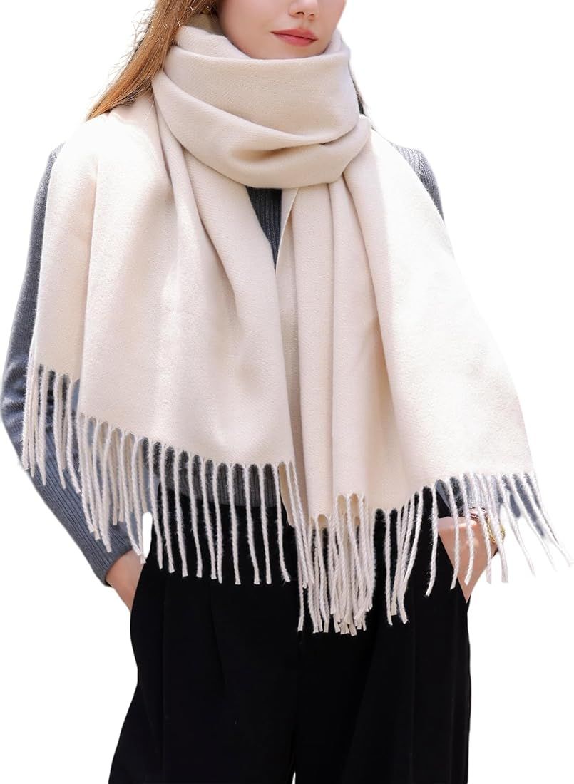 Wander Agio Womens Thick Blanket Scarf Long Shawl Large Scarves Cashmere Feel Double-side Pure Sh... | Amazon (US)