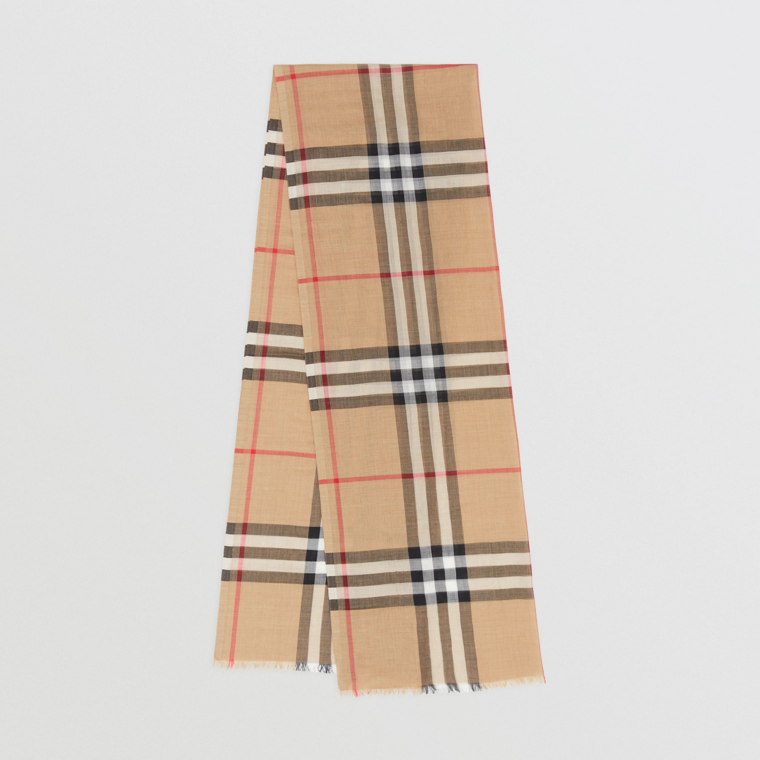 Lightweight Check Wool Silk Scarf in Archive Beige | Burberry United States | Burberry (US)
