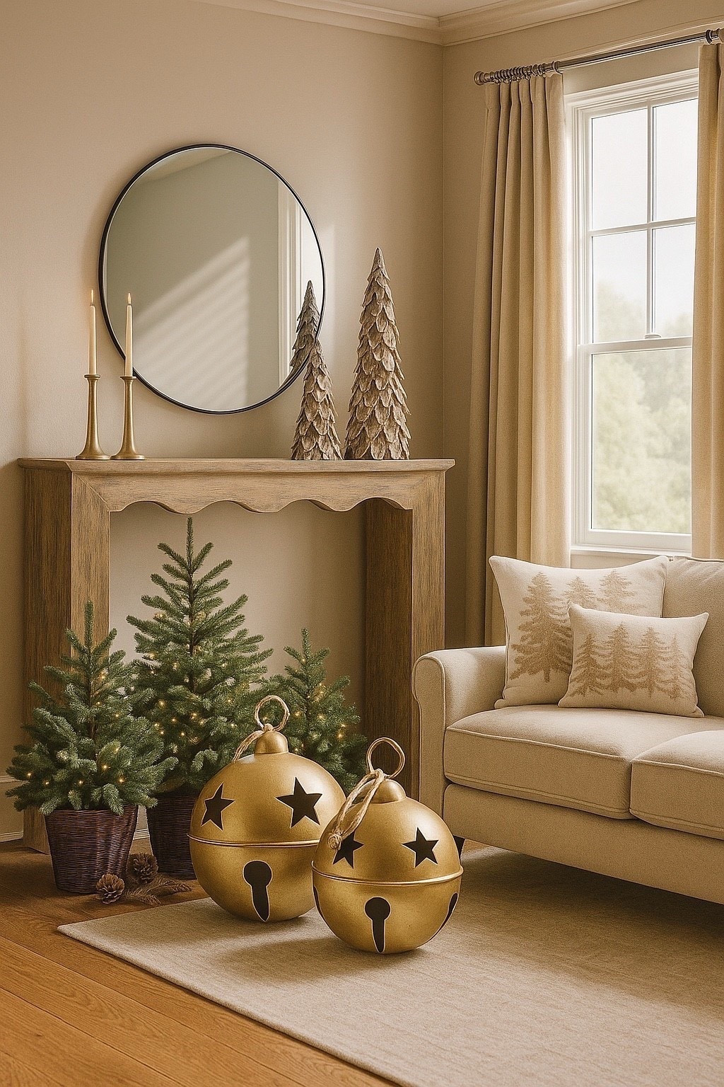 Christmas decor on sale!!
Decorative Christmas trees, decorative pillows, taper candle holder, oversized bells, console table, sofa 

#LTKHome #LTKHoliday #LTKSaleAlert