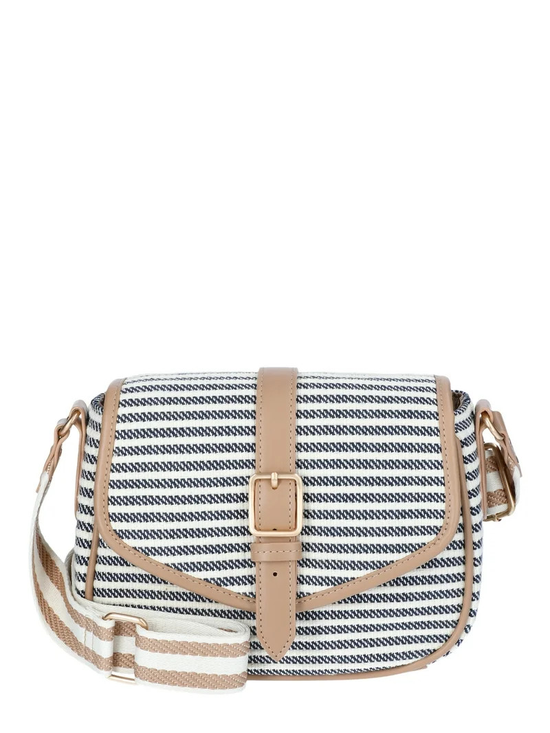 Time and Tru Women’s Daisy Crossbody Handbag, Navy Stripe | Walmart (US)