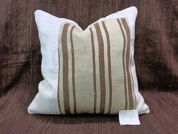 Organic Pillow 20"×20 Inches Decorative Handmade Kilim Pillow Cushion Cover Handwoven Kilim Pill... | Etsy (US)