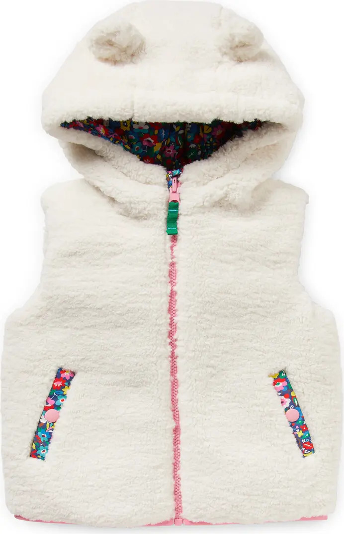 Mini Boden Kids' High Pile Fleece Reversible Hooded Vest | Nordstrom | Nordstrom