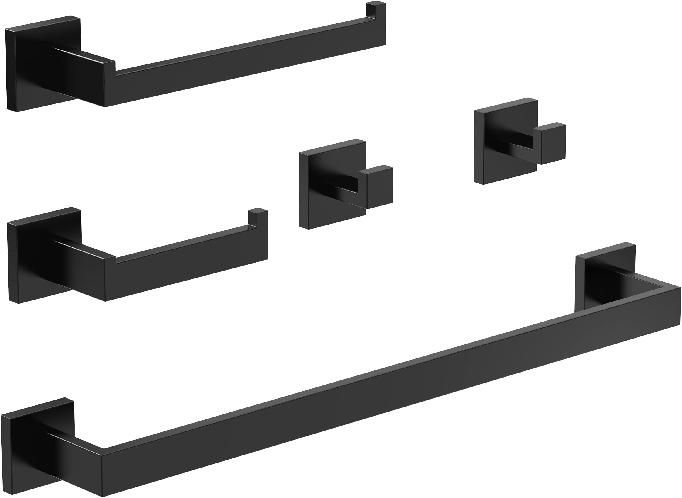 Turs Matte Black 5-Piece Bathroom Hardware Set Towel Bar Set Hand Towel Holder Toilet Paper Holder a | Amazon (US)