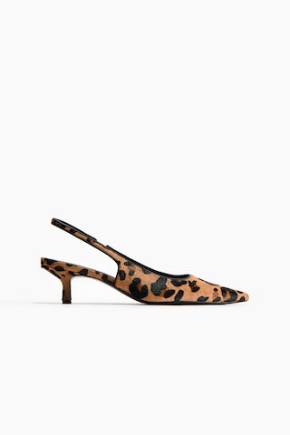 H & M - Slingpumps aus Leder mit Kitten Heels - Beige - Damen | H&M (DE, AT, CH, NL, FI)