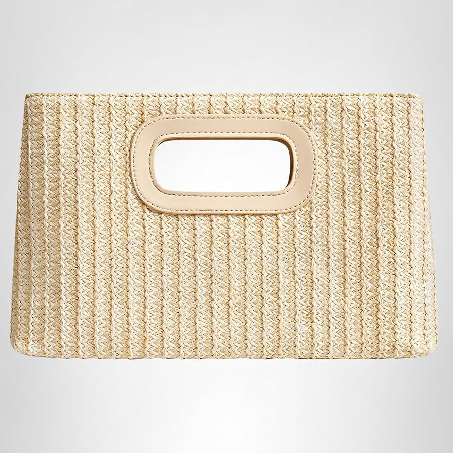 Chic Straw Clutch Purses for Women with Top Handle Summer Bag, Ideal Vacation Handbags and Woven ... | Amazon (US)
