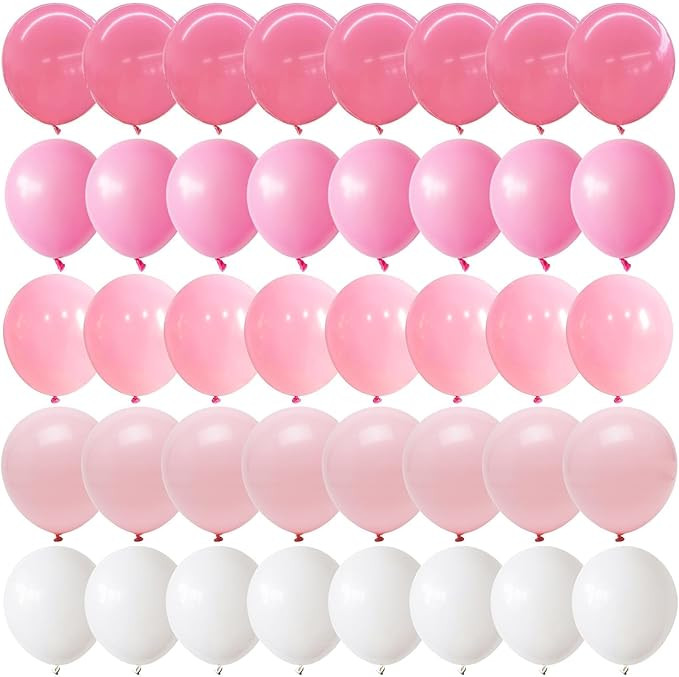 Pink and White Balloons, Pack of 60PCS Dusty Light Pastel Pink White Bow Balloon, Baby Pink Latex... | Amazon (US)