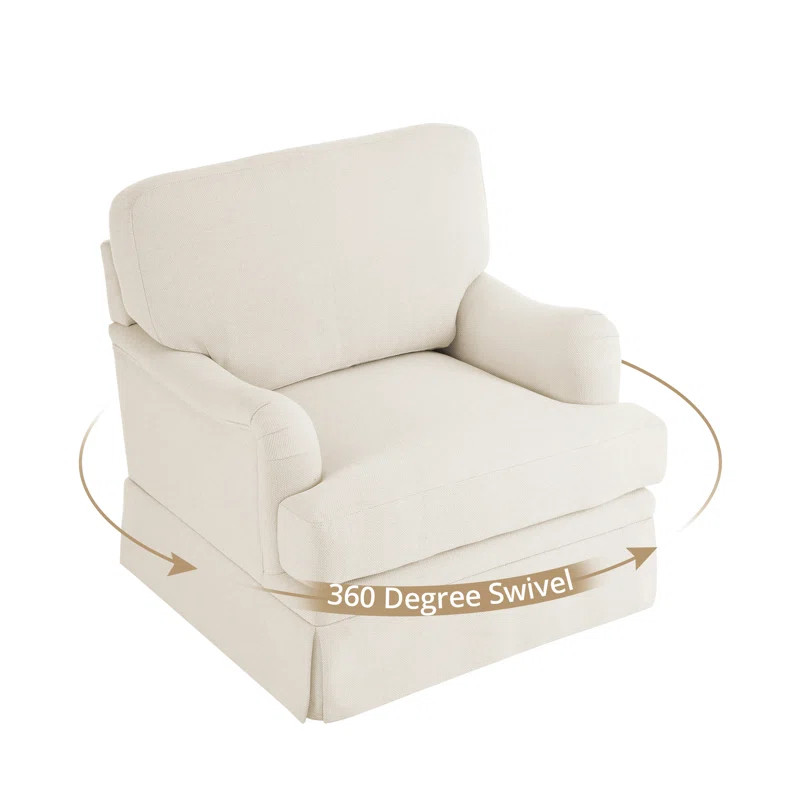 32.7'' Skirted Swivel Accent Arm Chair For Living Room, Bedroom | Wayfair North America