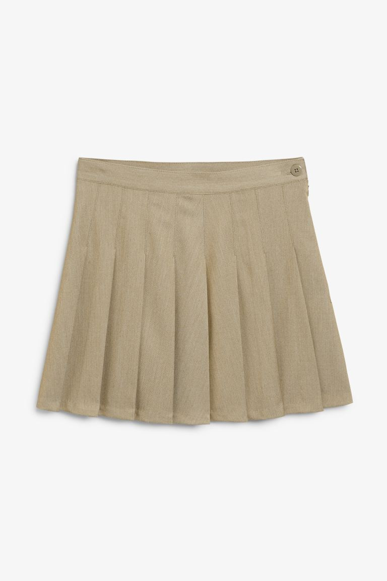 Pleated mini skirt - Dark beige - Ladies | H&M GB | H&M (UK, MY, IN, SG, PH, TW, HK)