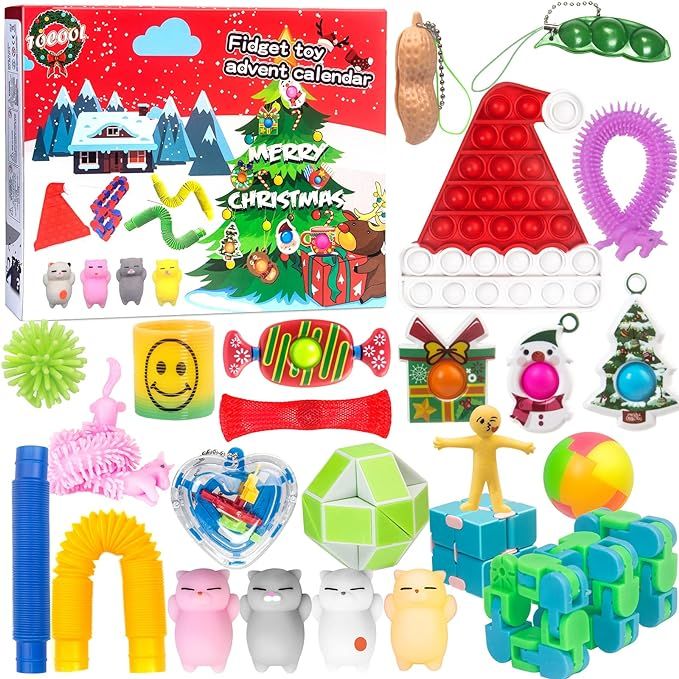 Advent Calendar 2021 Fidget Toys Pack - 24 Days Christmas Holiday Countdown Calendar with 24pcs S... | Amazon (US)