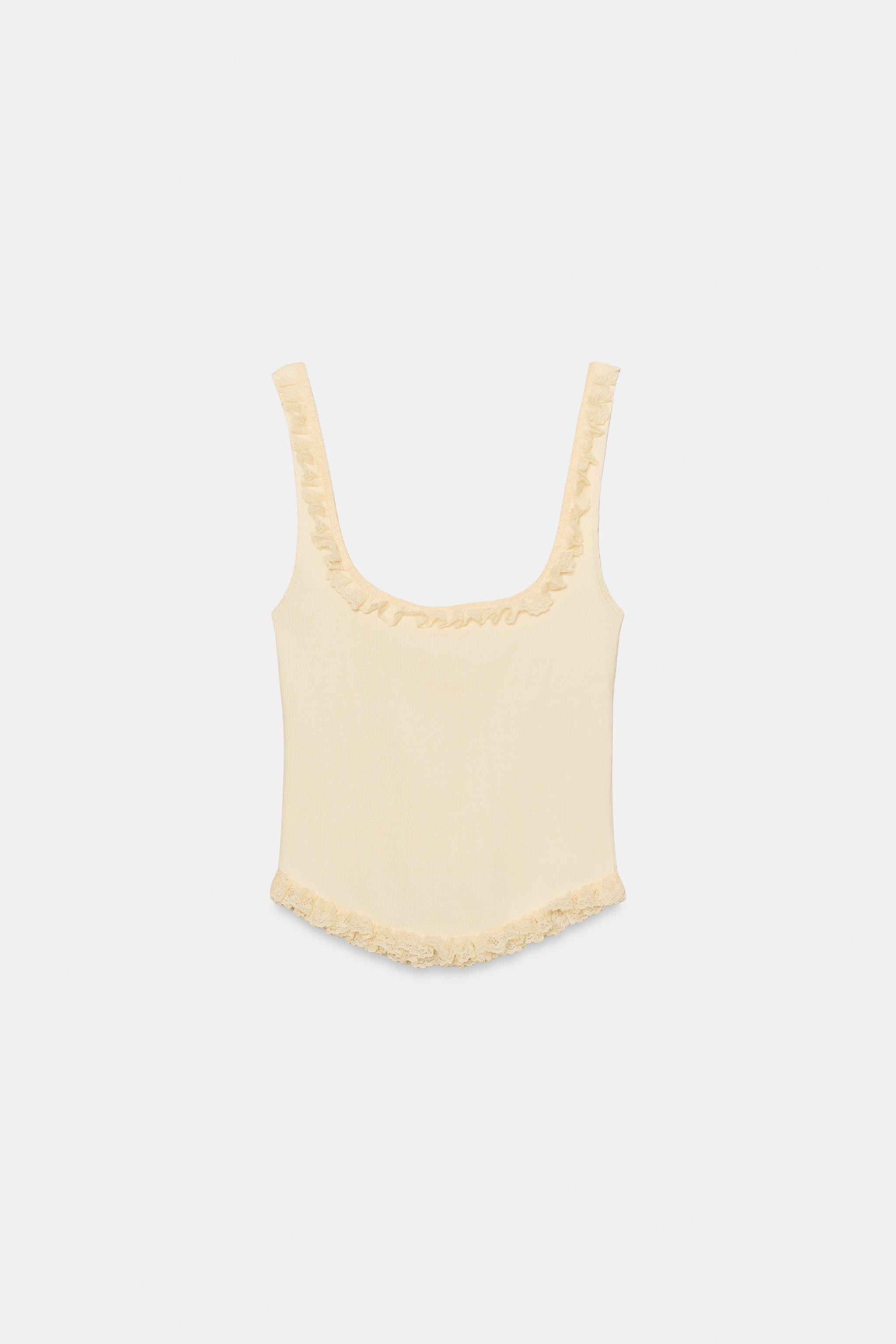RIBBED RUFFLE TOP | Zara US