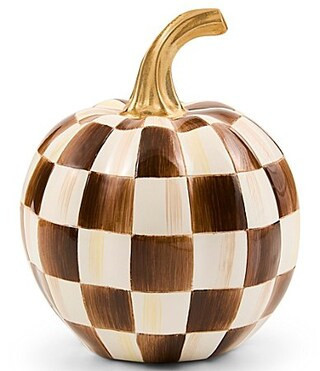 MacKenzie-Childs Harvest Collection Mini Check Pumpkin -  Extra Small | Dillard's