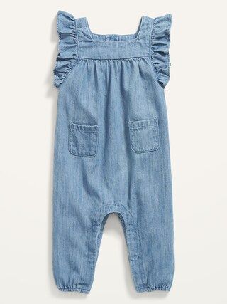 Ruffle-Trim Chambray One-Piece for Baby | Old Navy (US)