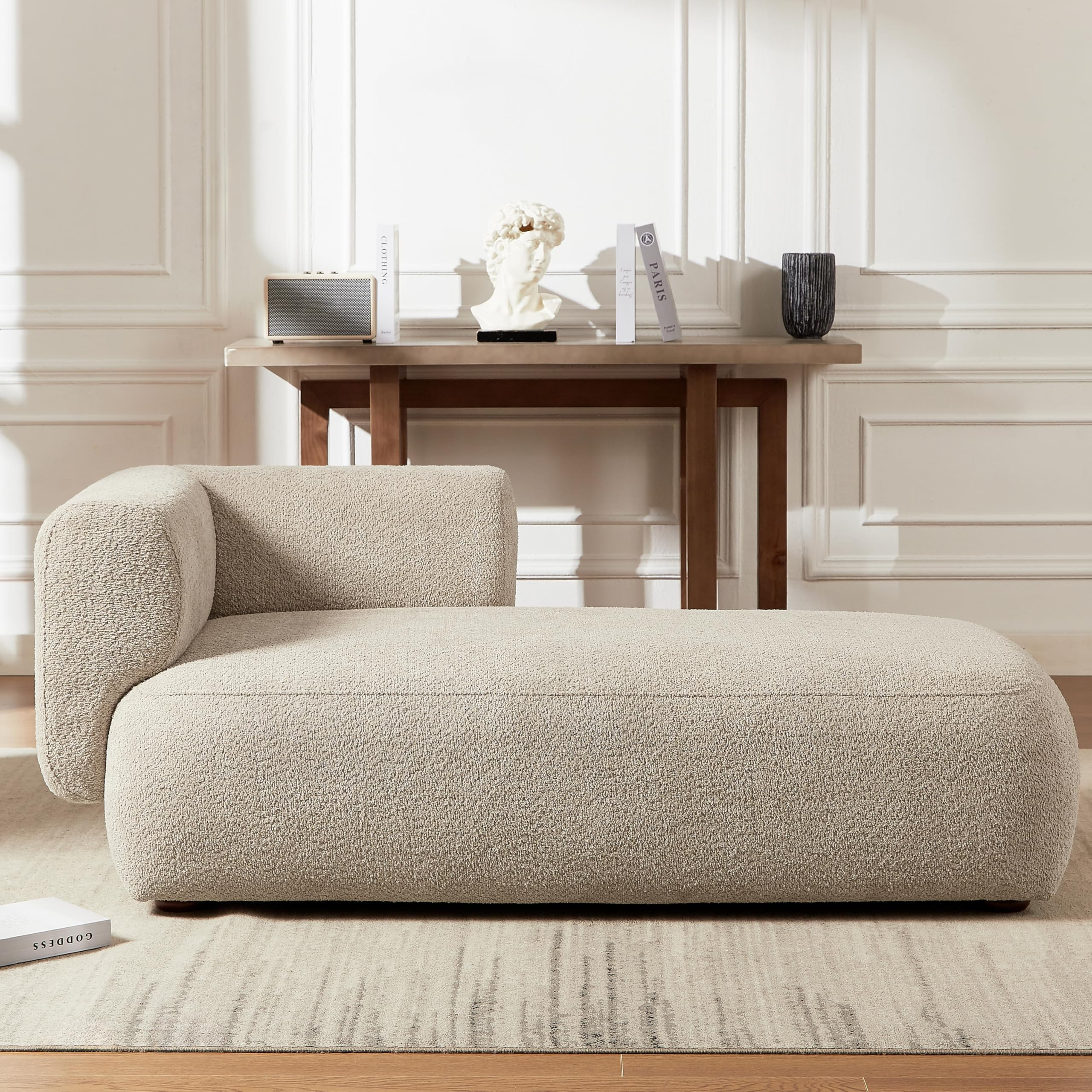 Upholstered Chaise Lounge Indoor for Living Room Bedroom Office Chaise Lounge Sofa：Boucle Fabri... | Amazon (US)