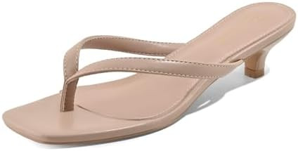 Women’s Flip-Flops Kitten Heels Thong Sandals For Women Square Toe Slip On Fashion Summer Dress... | Amazon (US)
