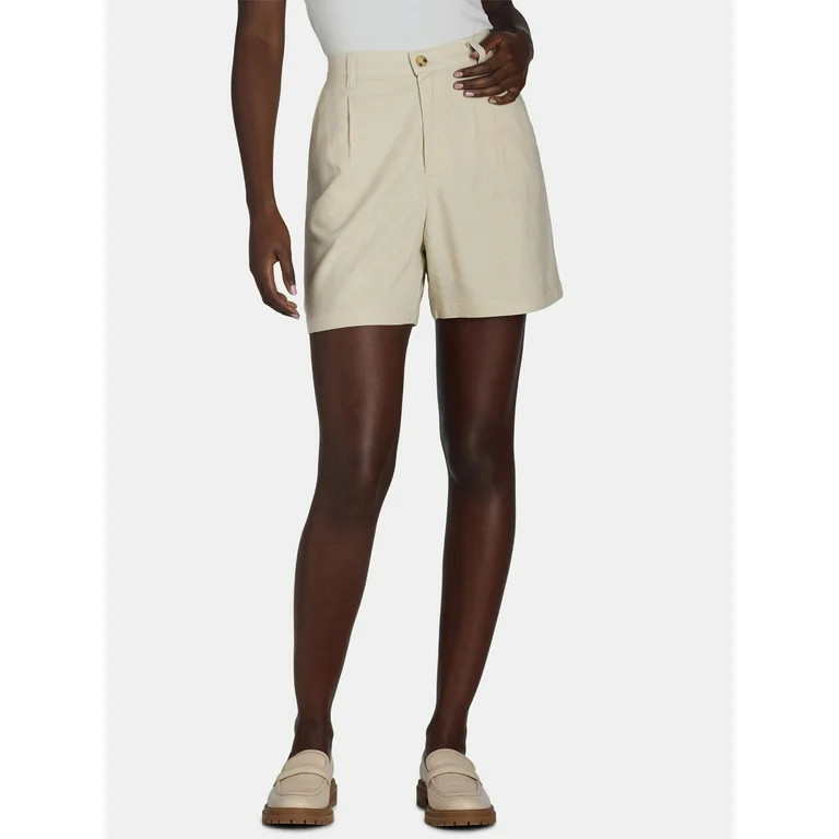 Time and Tru Women’s Linen Blend Shorts, 5” Inseam, Sizes XS-XXXL | Walmart (US)