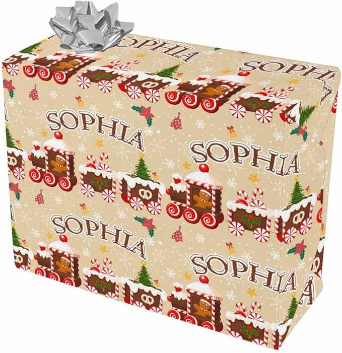 Artsadd Custom Christmas Wrapping Paper Rolls with Name Xmas Snowflake Personalized Birthday Gift... | Amazon (US)