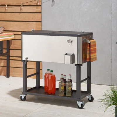 TRINITY 80 Qt./20 Gal. Stainless Steel Wheeled Cooler w/ Detachable Tub | Wayfair North America