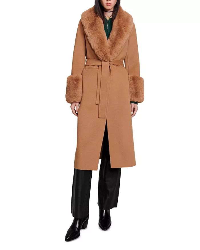 Faux Fur Wool Blend Camel Coat | Bloomingdale's (US)