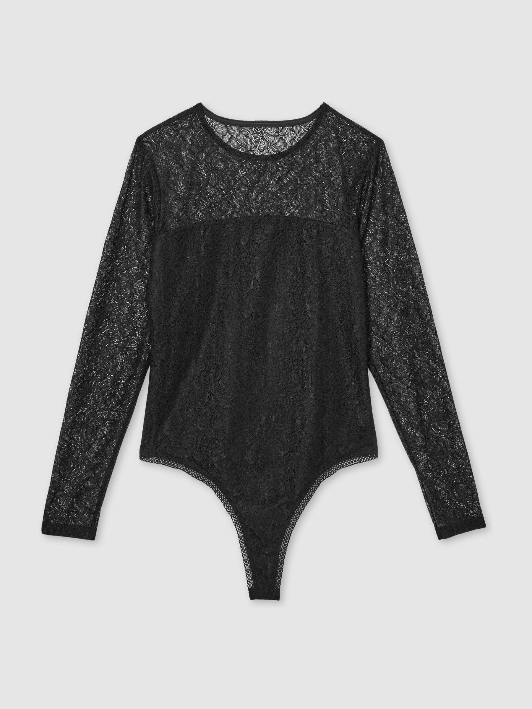 Reiss Lace Double-Layer Bodysuit in Black - REISS | Reiss UK