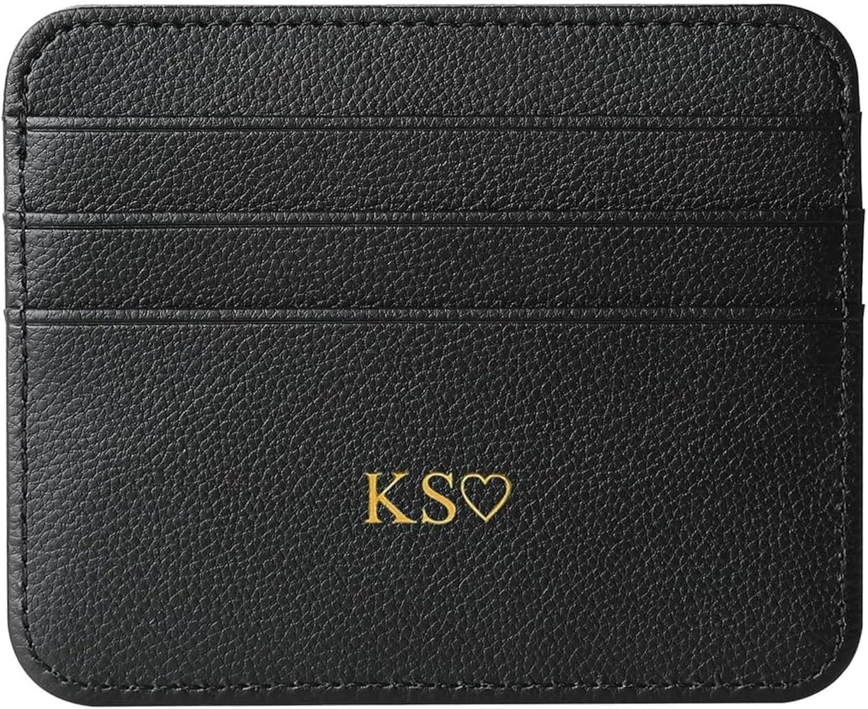 Personalisa Gold Silver Initial letters Credit Card Holder Wallet, PU Leather Ultra Slim Wallet, ... | Amazon (US)