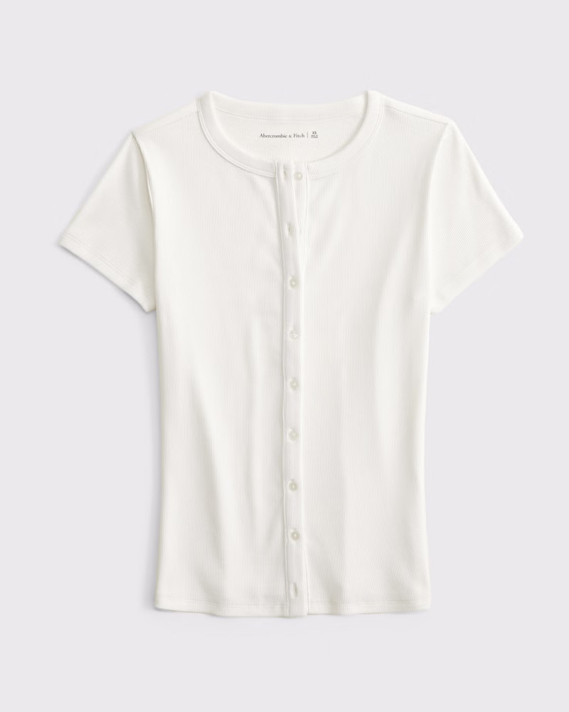 Ribbed Button-Through Top | Abercrombie & Fitch (US)