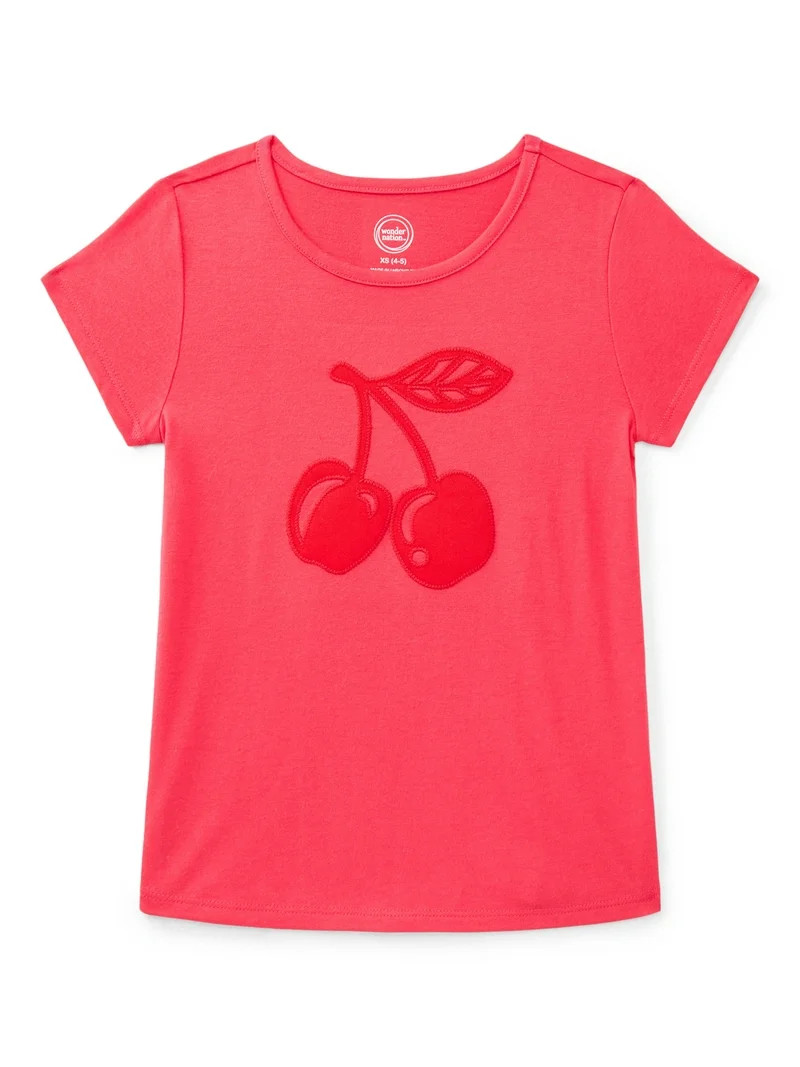 Wonder Nation Girls' Embellished Graphic Tee with Short Sleeves, Sizes 4-18 & Plus | Walmart (US)