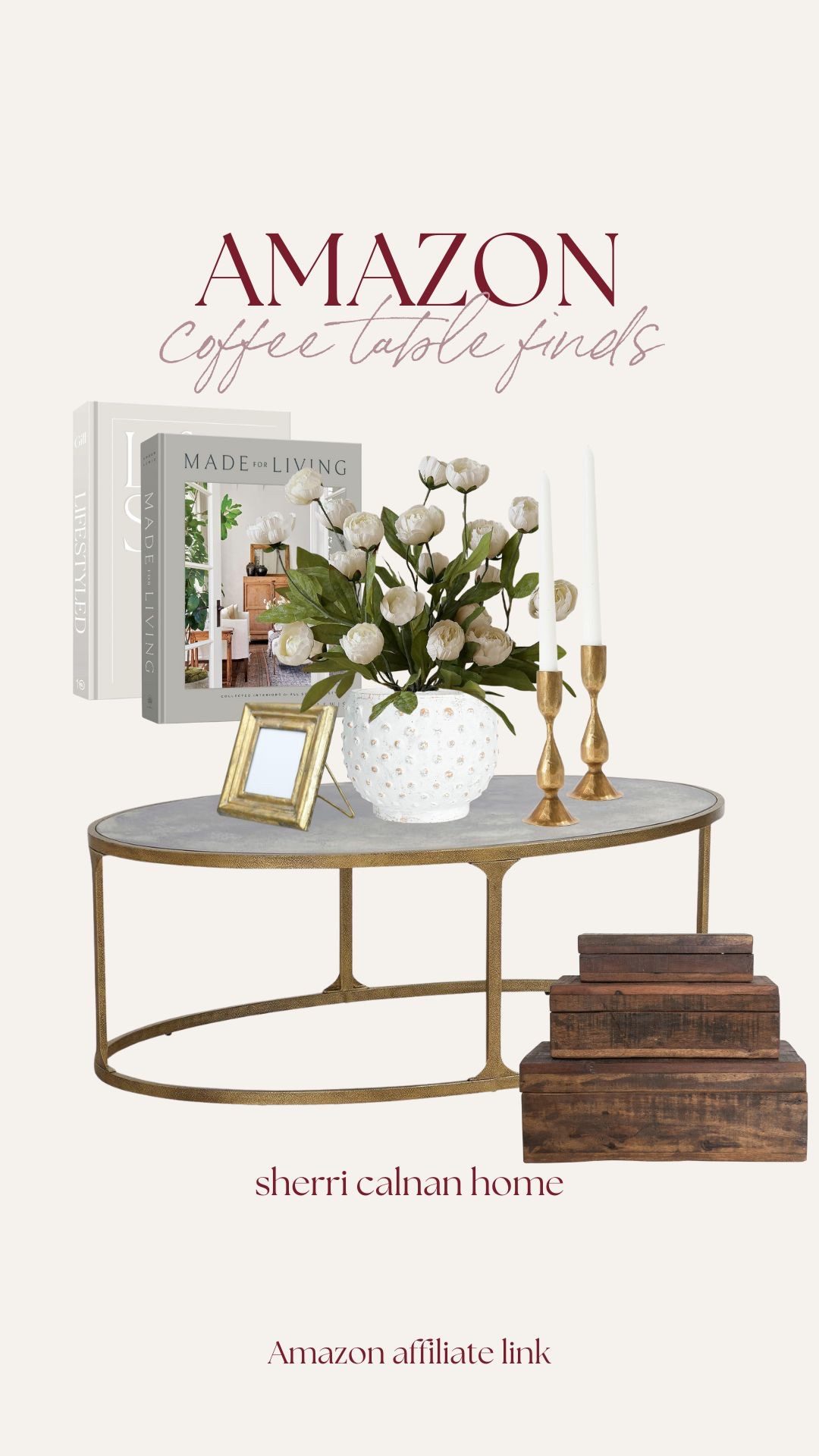 Amazon coffee table finds that mix soft neutrals, warm brass accents, and timeless styling pieces to create an elevated layered look that still feels relaxed and livable. Simple decor that instantly makes a living room feel styled.
 Coffee table decor, neutral living room styling, brass home decor, coastal neutral decor, Amazon home finds, living room accessories, organic modern decor, sherri calnan home

#LTKHome