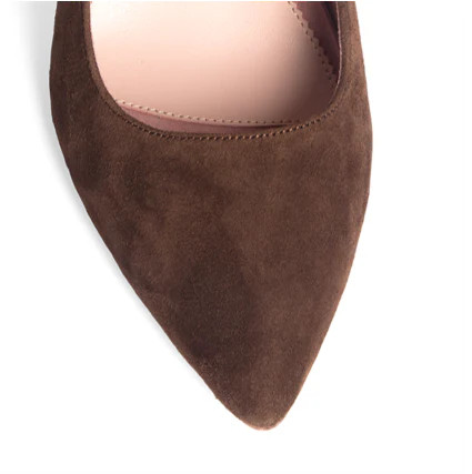 Moxie Mocha Suede Block Heel Pump | ALLY Shoes