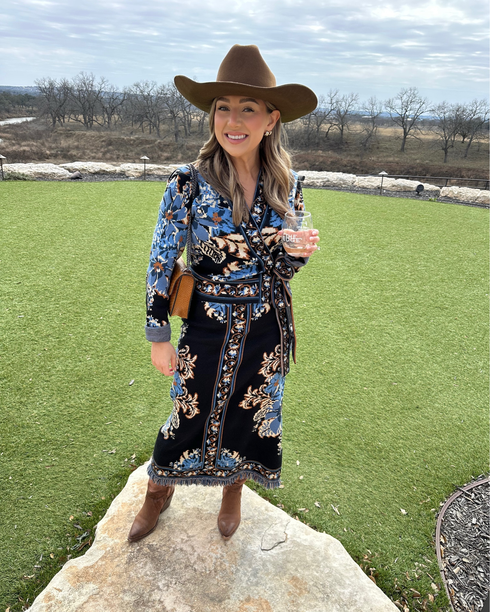 Finally sharing outfits from a recent bachelorette trip to Fredericksburg! 🤎

Size details:
My skirt and top is from Farm Rio and is AMAZING quality. So soft and comfortable. Very forgiving. I took the size medium in both. Could have took my normal size small, but it was final sale and I panicked a little over the size chart! I said I would rather have room than it be snug. I have lots of room in it, so definitely take your normal size! 🩵