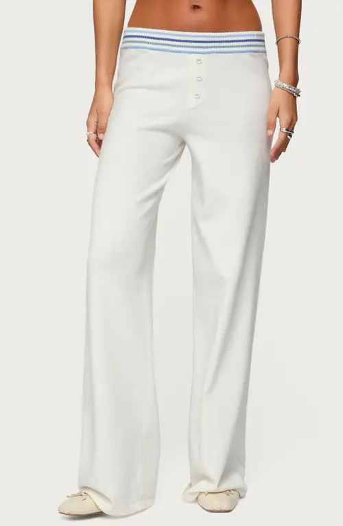 EDIKTED Miya Stripe Knit Pants in White at Nordstrom, Size Medium | Nordstrom