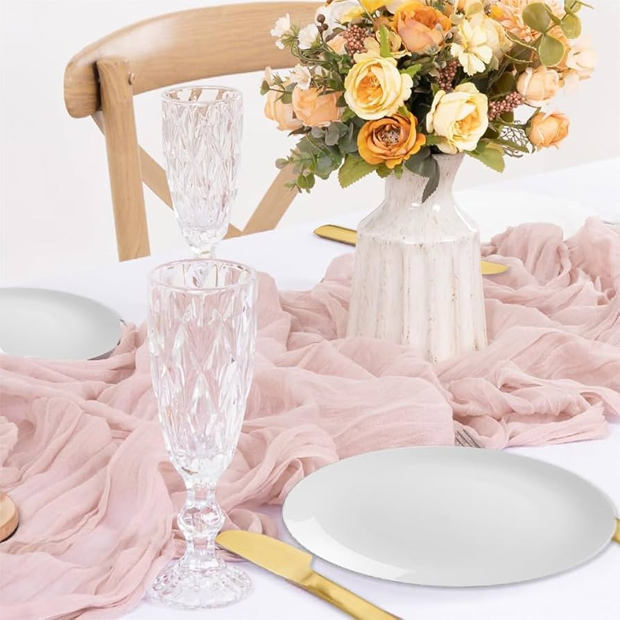 Alatyche Cheesecloth Table Runner,35 x 120 Inch Boho Table Runner,Gauze Rustic Table Runner for... | Amazon (US)