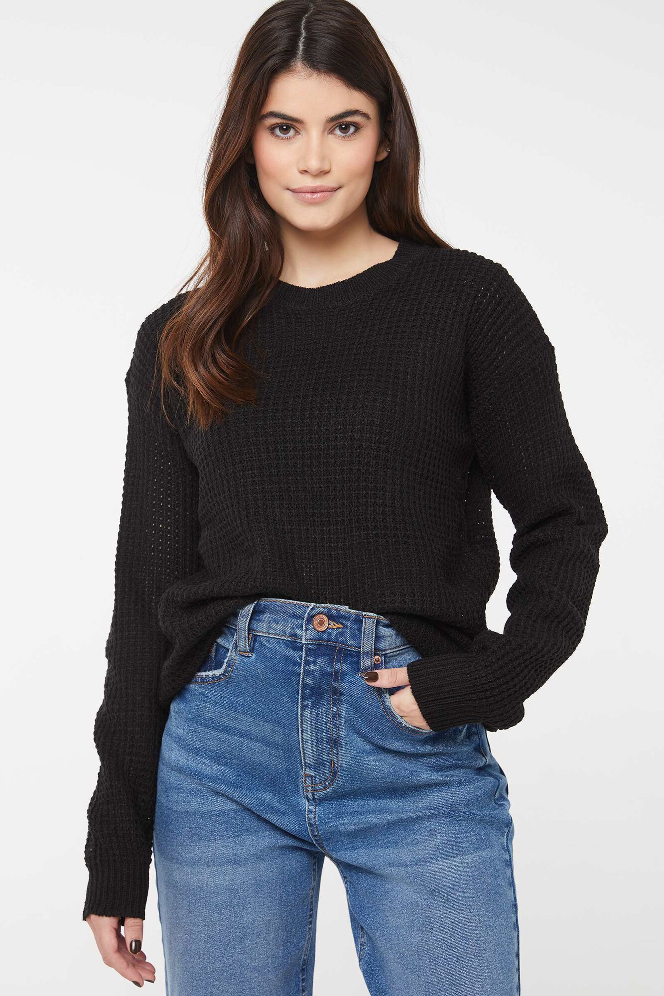 Basic Long Shaker-Stitch Sweater | Ardene