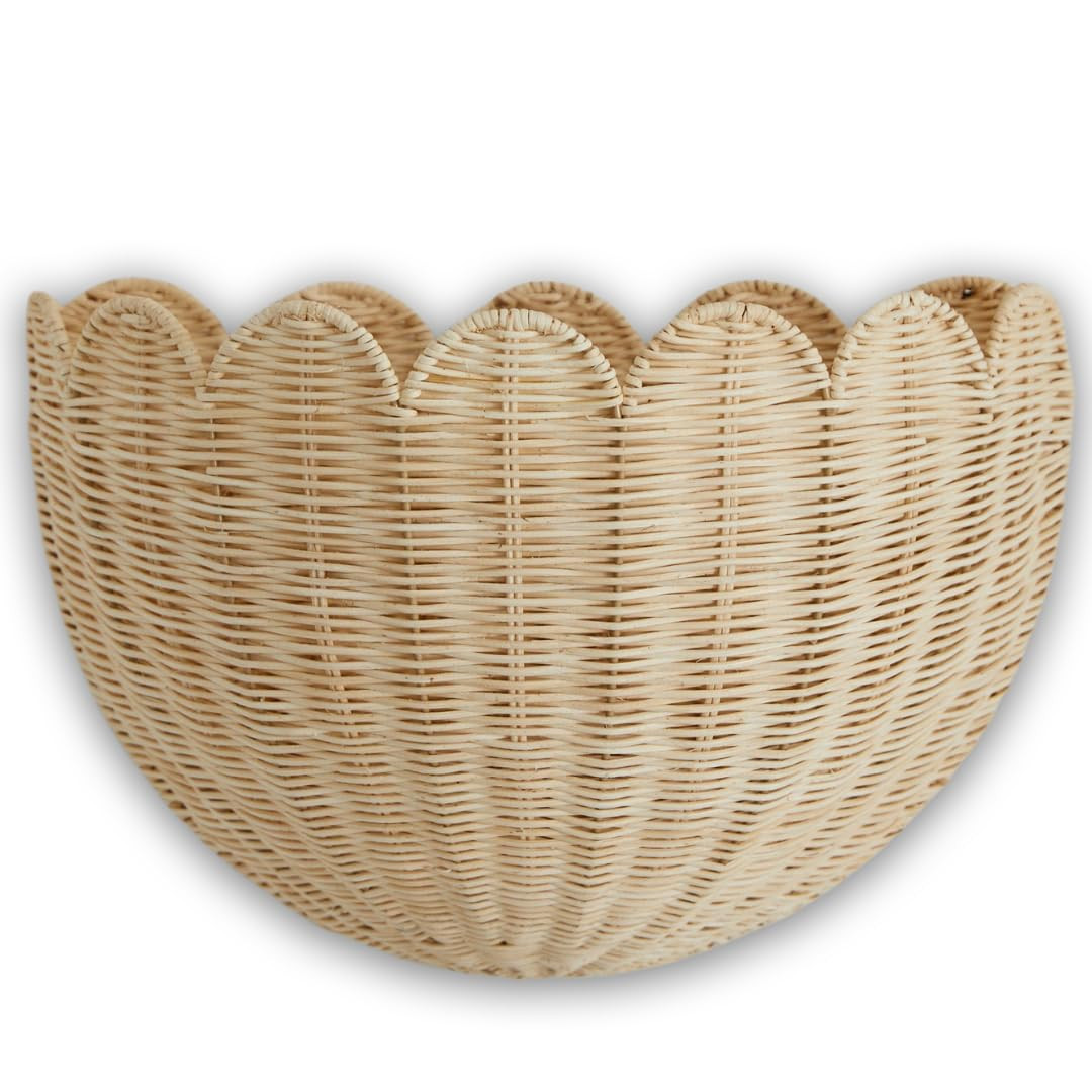 Scalloped Wicker Wall Basket - The Original - Hand Woven Basket - Scalloped Décor Wall Hanging B... | Amazon (US)