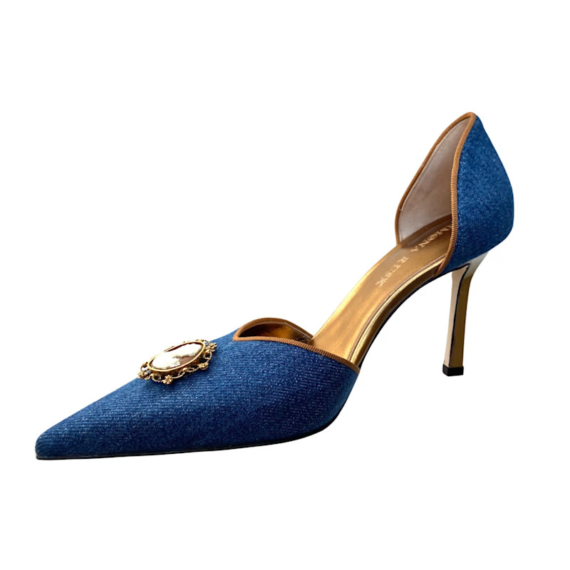Audrey Stiletto in Denim | Wolf & Badger (US)