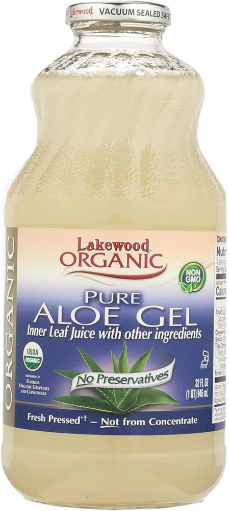 Lakewood Organic Aloe Vera Gel with Lemon Juice - 32 oz - USDA Organic - Gluten Free - No Preserv... | Amazon (US)