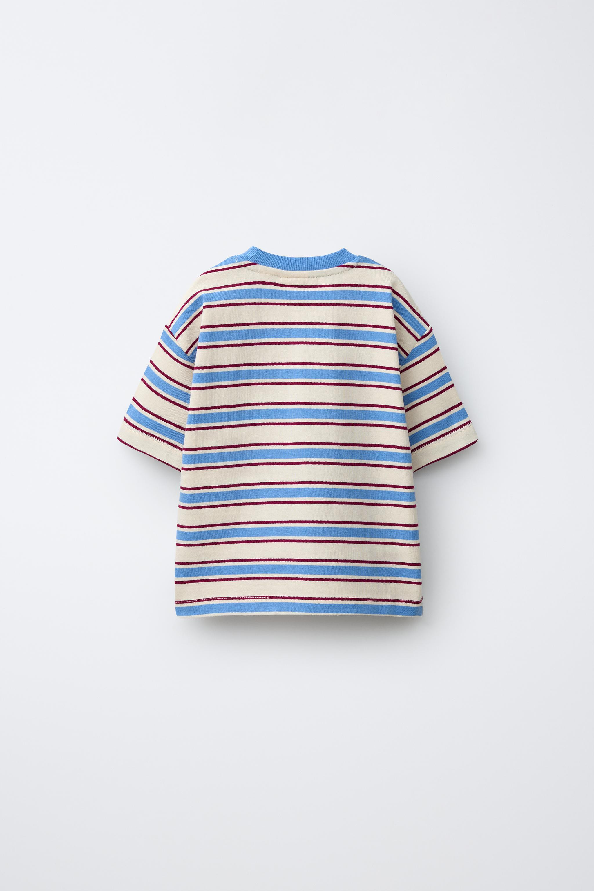 STRIPED T-SHIRT WITH EMBROIDERED LOGO | Zara UK