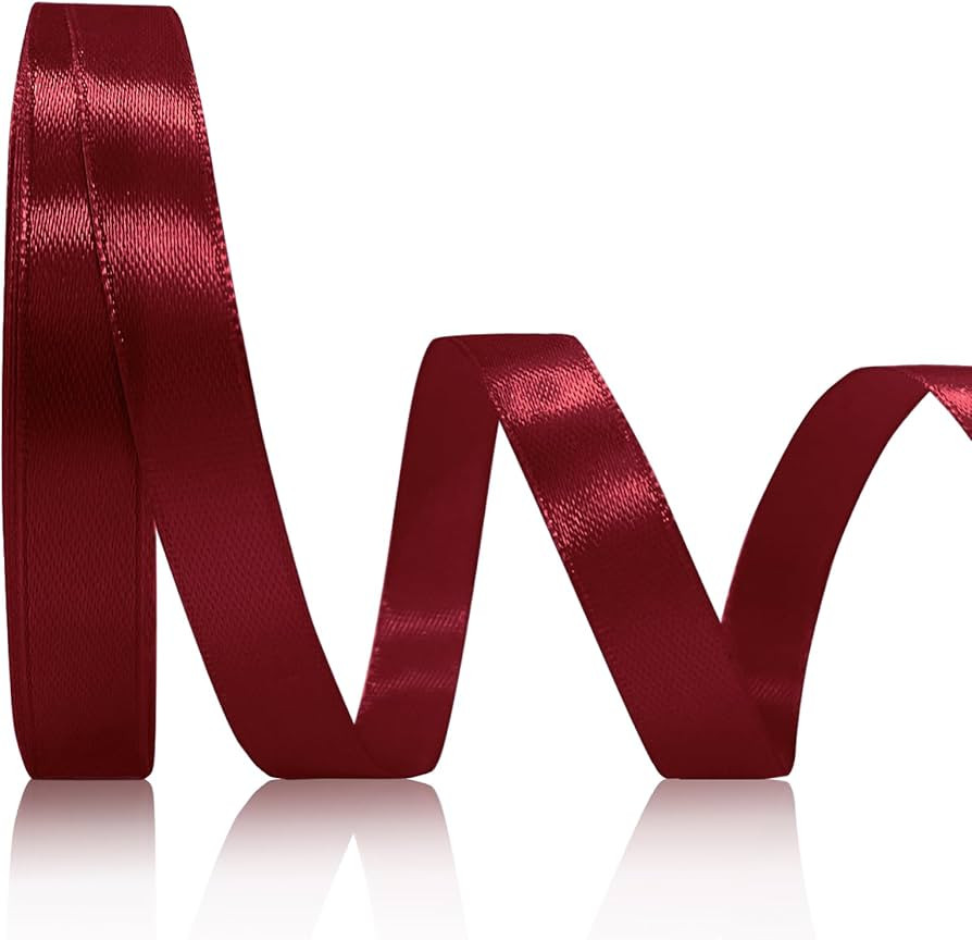 OMAIGAR Burgundy Ribbon 1/2 Inch Width, Solid Satin Ribbons with 25 Yards Length Silk Fabric for ... | Amazon (US)