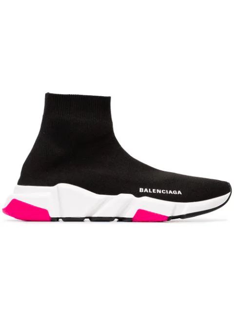 black, white and pink speed knitted high top sneakers | Farfetch (UK)