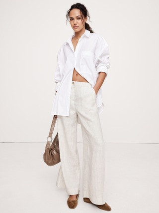 High-Rise Wide-Leg Linen Pull-On Pant | Banana Republic (US)