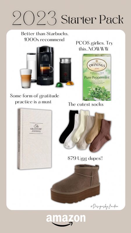 Elevate your life in 2023 with some new favorites ✨☁️ Click below to Shop 🤍 Follow me for daily finds 💗 #founditonamazon 

Uggs, ugg dupes, nespresso machine, neutral socks, gratitude journal, pcos, tea, self care, comfy outfits, casual outfits, 2023 essentials, self care, home decor, kitchen essentials, kitchen, lounge, lounge set, loungewear, amazon, amazon favorites, Amazon finds, amazon must haves, Amazon essentials 

#LTKstyletip #LTKFind #LTKhome